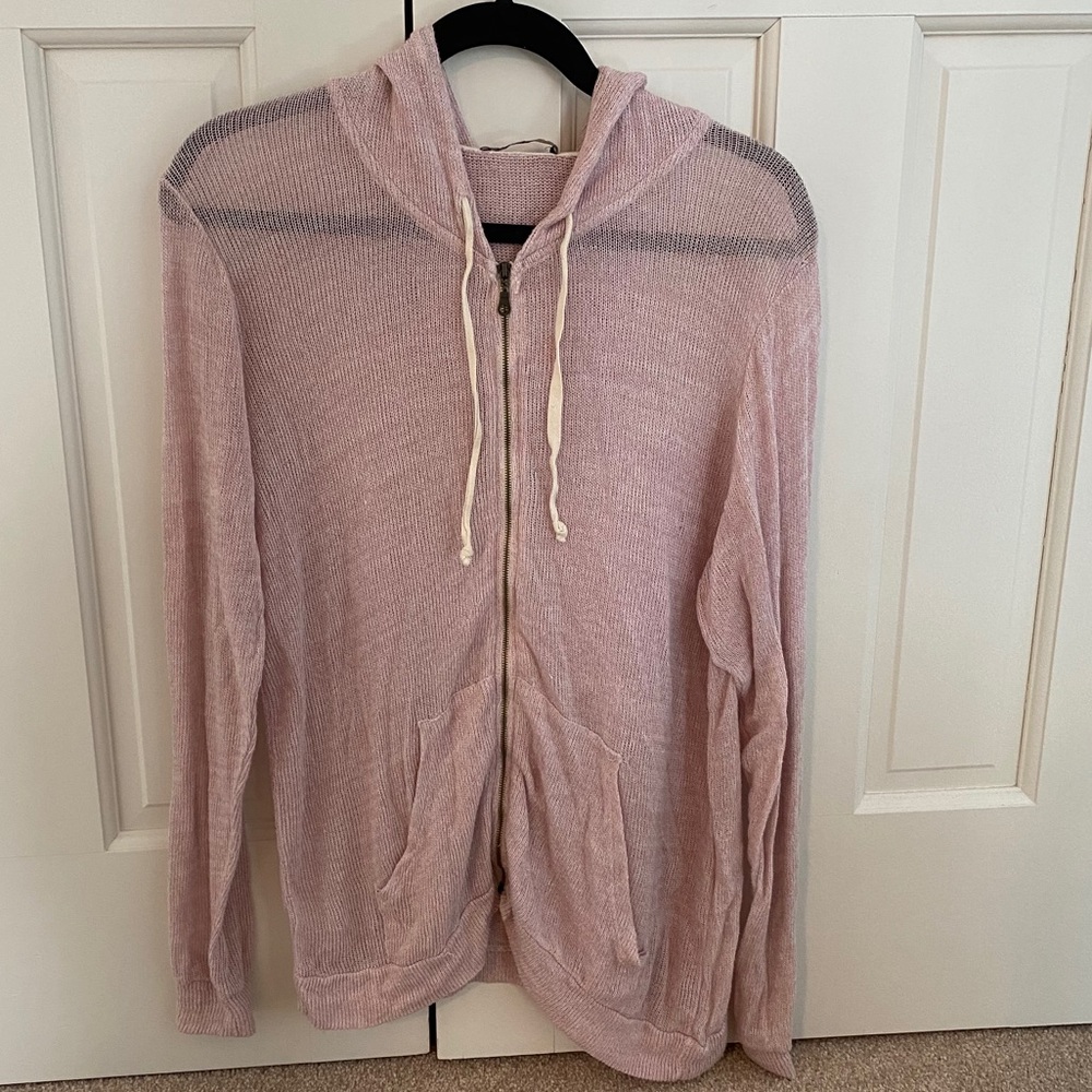 Brandy Melville Pink Knit Zip Up Sweatshirt Hoodie
